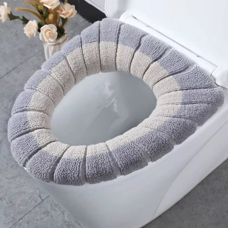 1Pcs Thicker Bathroom Toilet Seat Cover Pads Soft Comfortable Toilet Seat Cushion Cover Stretchable Toilet Seat Warmer Easy Inst